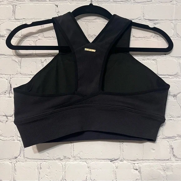 Buffbunny Sphynx Ribbed Sports Bra Onyx Black Women's Large High Neck Athletic - Picture 4 of 6